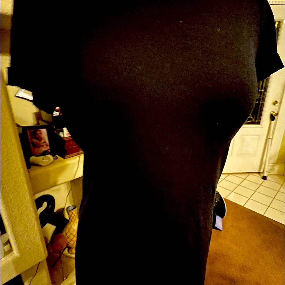 Small short sleeve black jersey tee shirt dress